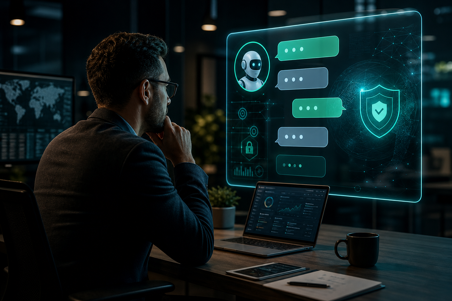 Personne posant une question à une intelligence artificielle
